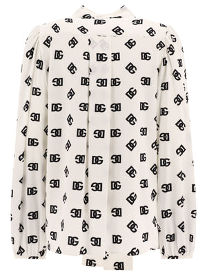 DOLCE & GABBANA Charmingly Chic: All-Over Logo Charmeuse Shirt for Women