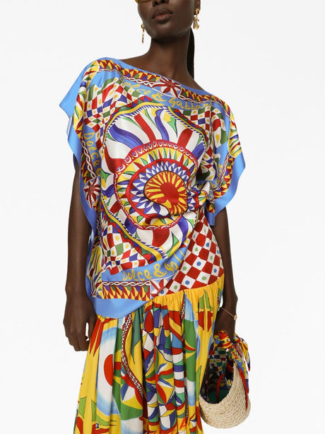 Multicolored Abstract Print Silk Blouse for Women - FW23 Collection