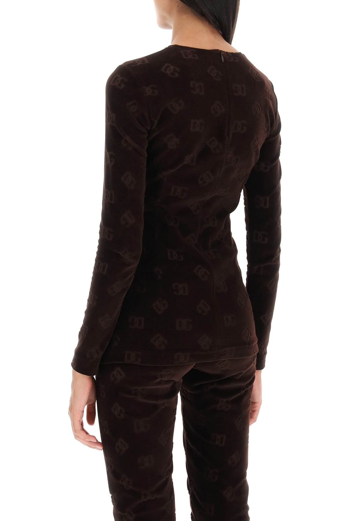 DOLCE & GABBANA Stylish Monogram Chenille Long-sleeved Top for Women - FW23 Collection