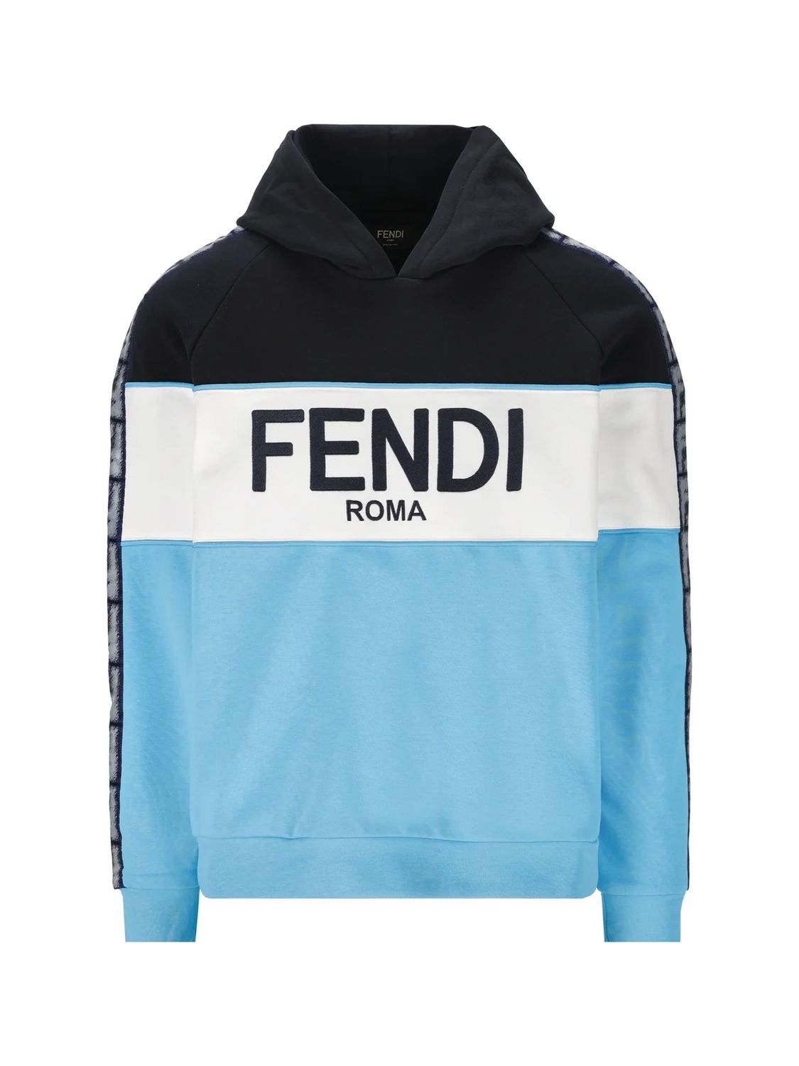 Men's Turquoise Sweatshirt with Fendi Logo Details