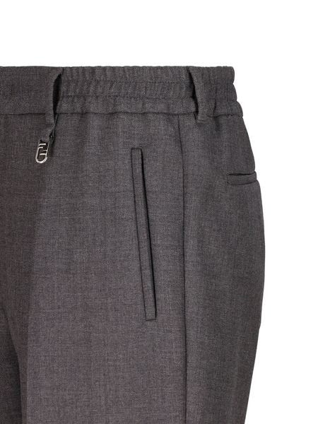 FENDI Luxurious Tailored Wool Trousers for Men in Deep Navy Blue