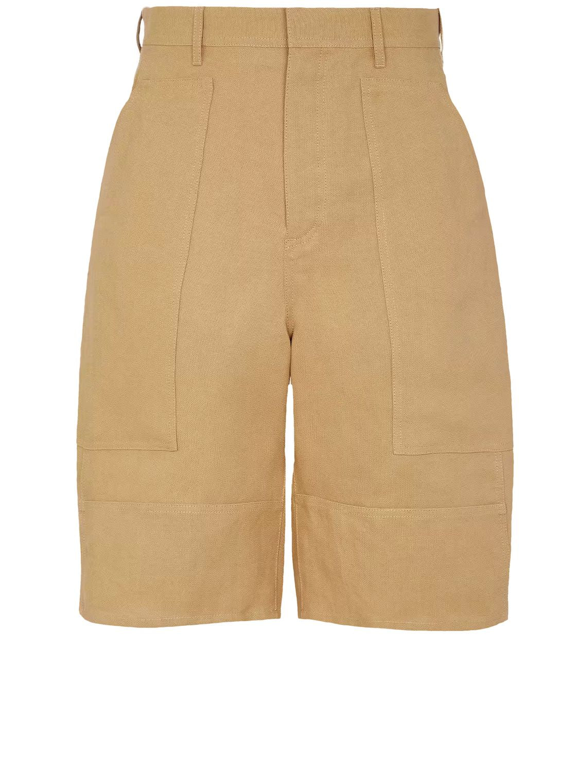 Beige Bermuda Shorts có túi kiểu trang phục công nhân chất liệu vải Canvas