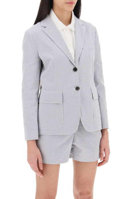 THOM BROWNE Grey Cotton Jacket for Women - SS24 Collection