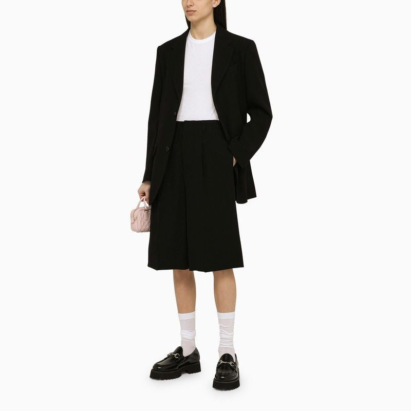 時尚黑色女士單排扣羊毛外套 - SS24系列