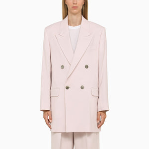 Áo khoác hai hàng cúc màu bột cho phụ nữ - FW23