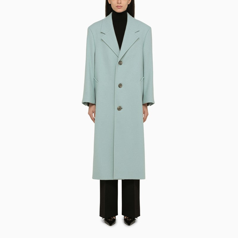 AMI PARIS Women's Aquamarine Wool Single-Breasted Jacket in Light Blue for FW23