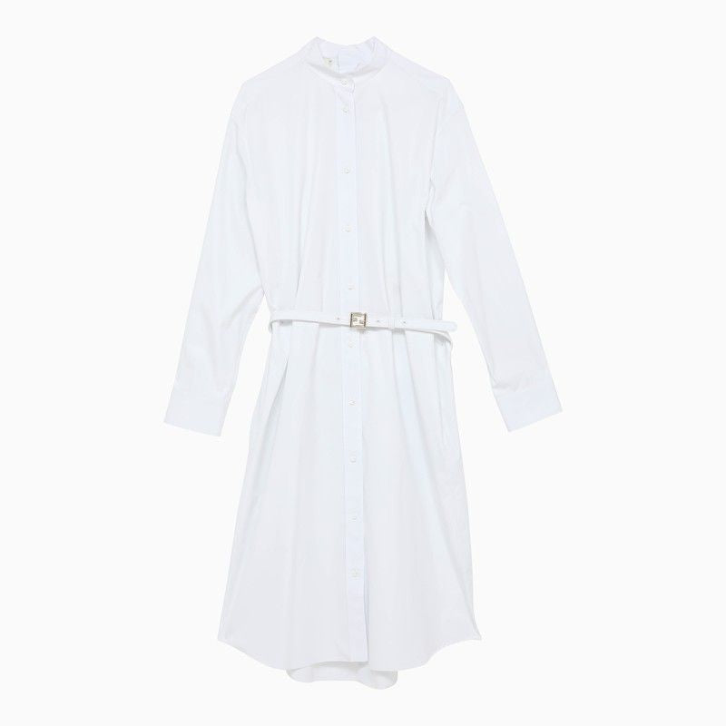 FENDI Cotton Shirtdress with Leather Belt and Pockets for Women - SS24 Collection