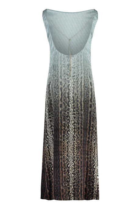FENDI Navy Animal Print Silk Dress for Women - SS24 Collection
