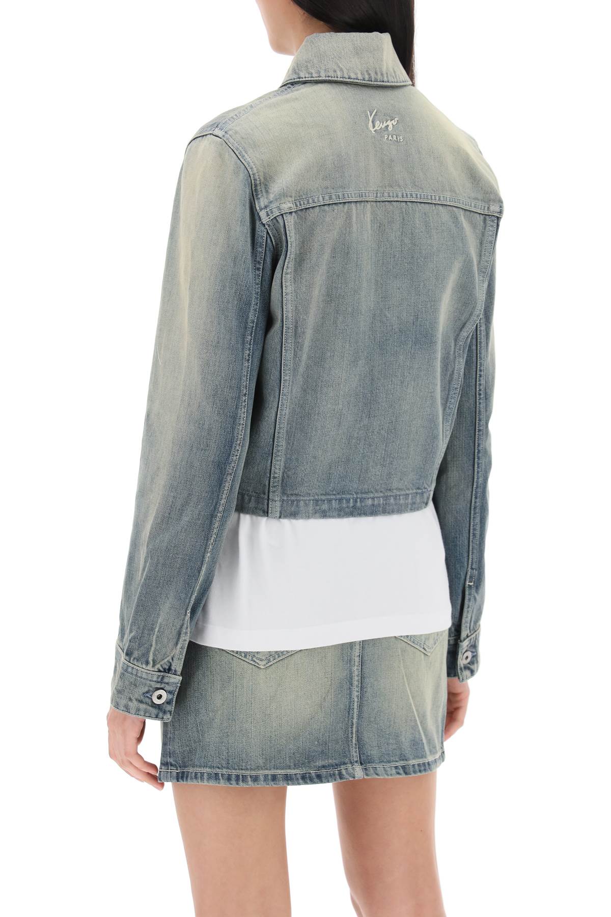 KENZO Japanese Denim Jacket - Lived-In Effect, Stone-Washed, Slightly Boxy, Cropped