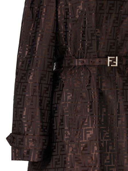 FENDI Stylish Brown FF Jacquard Trench Jacket for Women