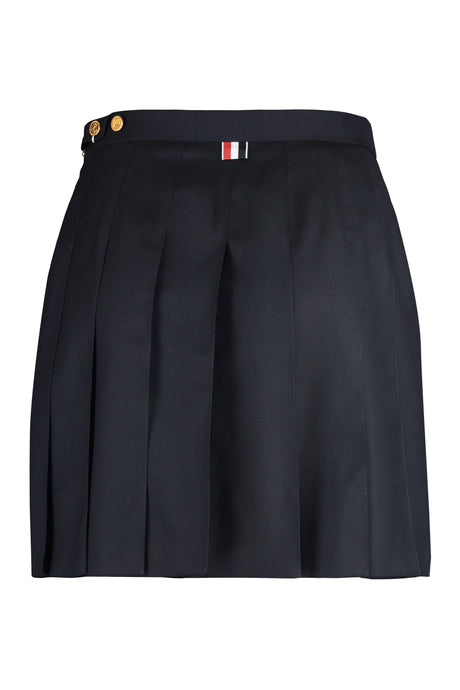 THOM BROWNE Elegant Asymmetric Wool Mini Skirt with Tricolor Detail