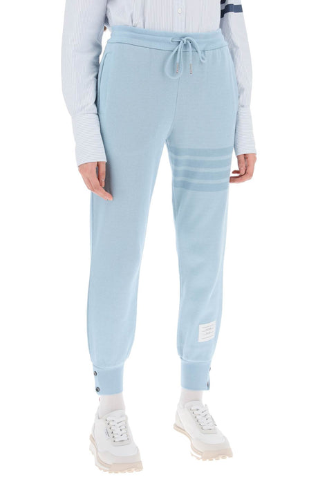 淺藍色4條紋棉針織運動長褲女士款式 - SS24