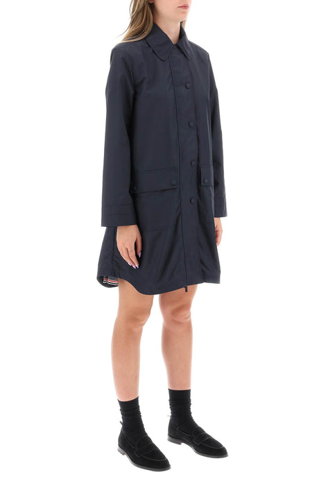 THOM BROWNE Blue Unlined Parka Jacket in Ripstop for Women