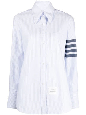 THOM BROWNE Exaggerated Collar Easy Fit Shirt in Blue - SS24