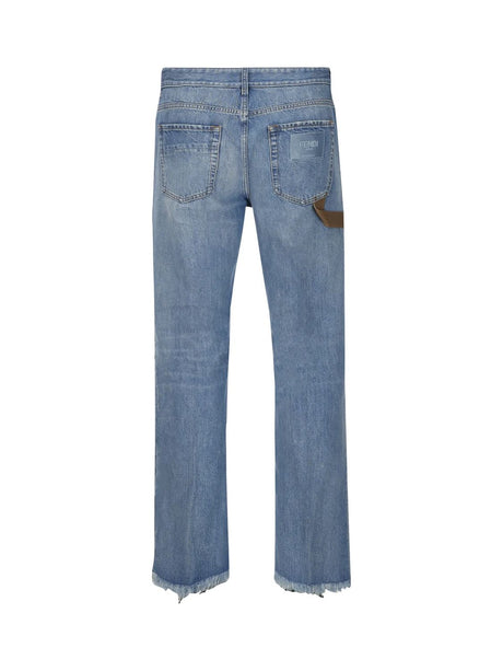 FENDI Men's 23SS Blue Denim Straight Pants for Fashion-Forward Style
