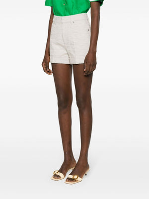 FENDI White Cotton Jacquard Shorts for Women - SS24