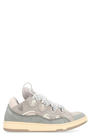 LANVIN Men's Gray Sneakers with Mesh Inserts and Two-Tone Laces