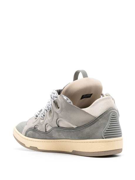 LANVIN Curb Leather Sneakers - Grey Fashionable Sneakers for Men