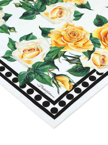 DOLCE & GABBANA Floral Print Scarf - Yellow Rose Design for Women