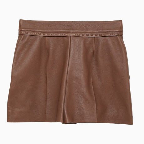FENDI Leather Stitching Shorts - Brown
