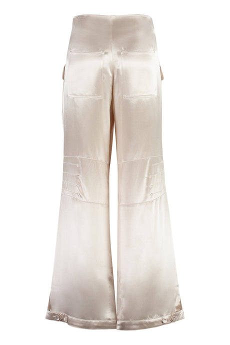 SS23 白色原色長褲，可見縫線和長帶子