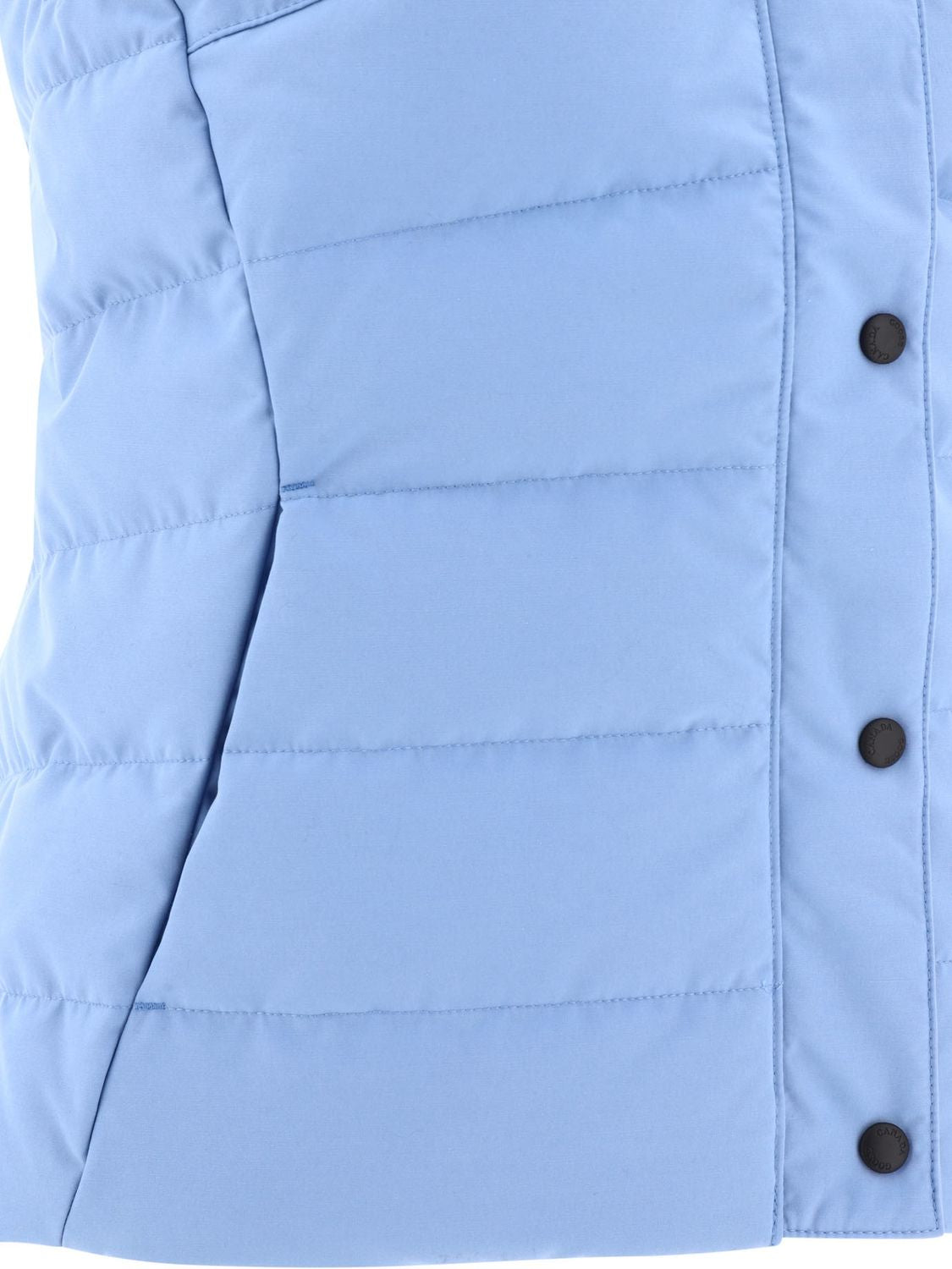 CANADA GOOSE Light Blue Regular Fit Vest Jacket with Inner Lining and Feather Padding for Women