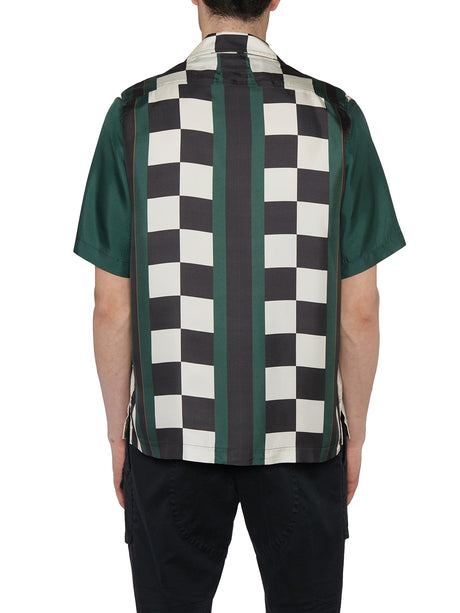 メンズシルクボタンダウンシャツ(黒白/ユニークな袖のカット)