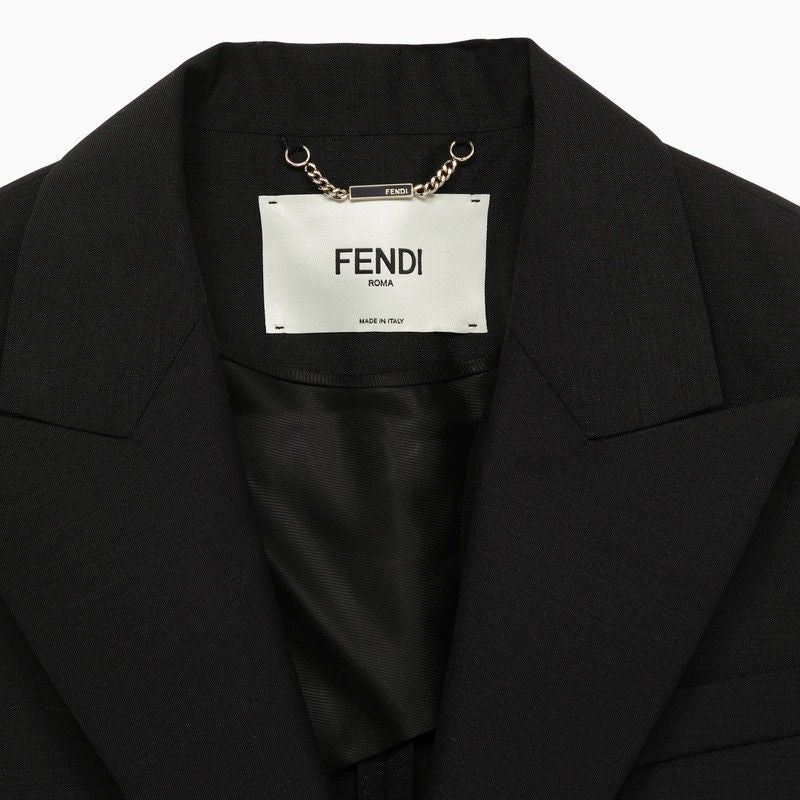 FENDI Women's Black Mohair and Wool Vest for SS24 - Luxurious and Sophisticated Outerwear