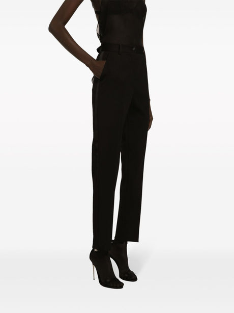 DOLCE & GABBANA Women's Black Wool Trousers for SS24