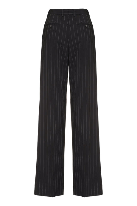 DOLCE & GABBANA Brown Pinstriped Wool Trousers for Women