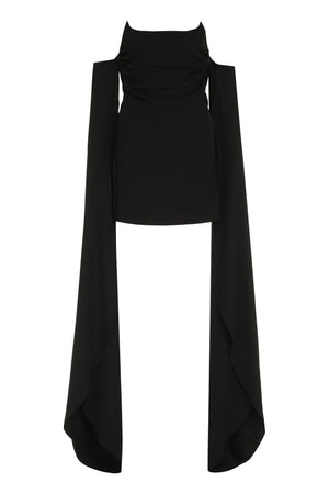 女性用ブラックTシャツミニドレス、補強コルセットとカットスリーブ付き