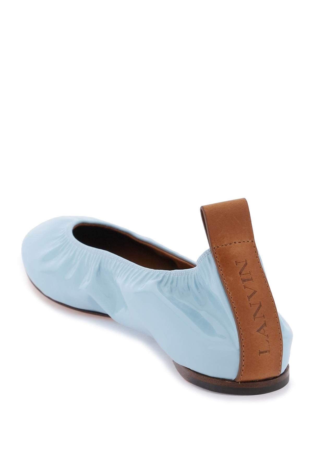 LANVIN Light Blue Patent Leather Ballerina Flats for Women