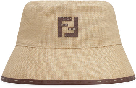 FENDI Men's Beige Leather Bucket Hat for SS22