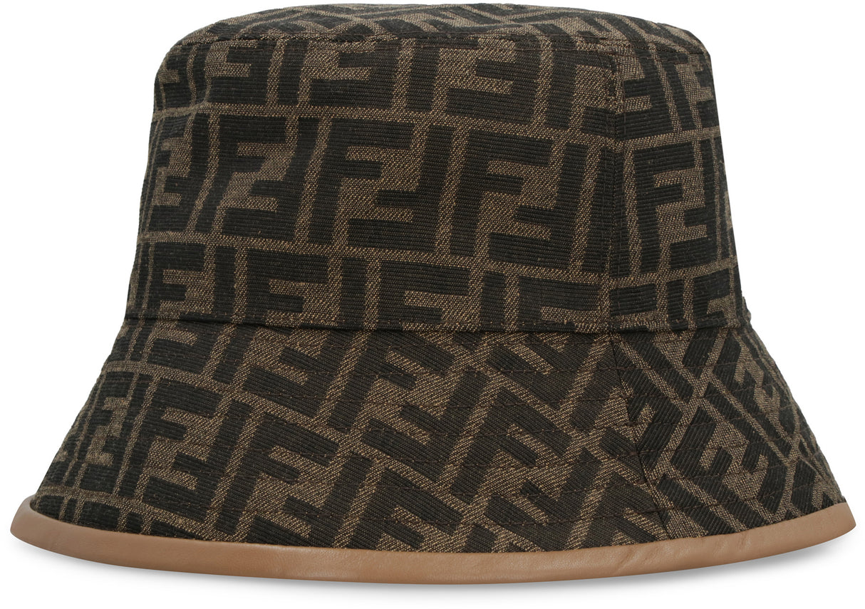 FENDI Men's Jacquard Bucket Hat in Tan