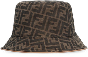 FENDI Brown All-Over Jacquard Logo Bucket Hat for Women - SS24 Collection