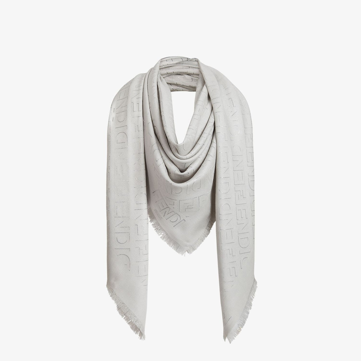 FENDI Luxurious Gray Fleece Wool and Silk Scarf
