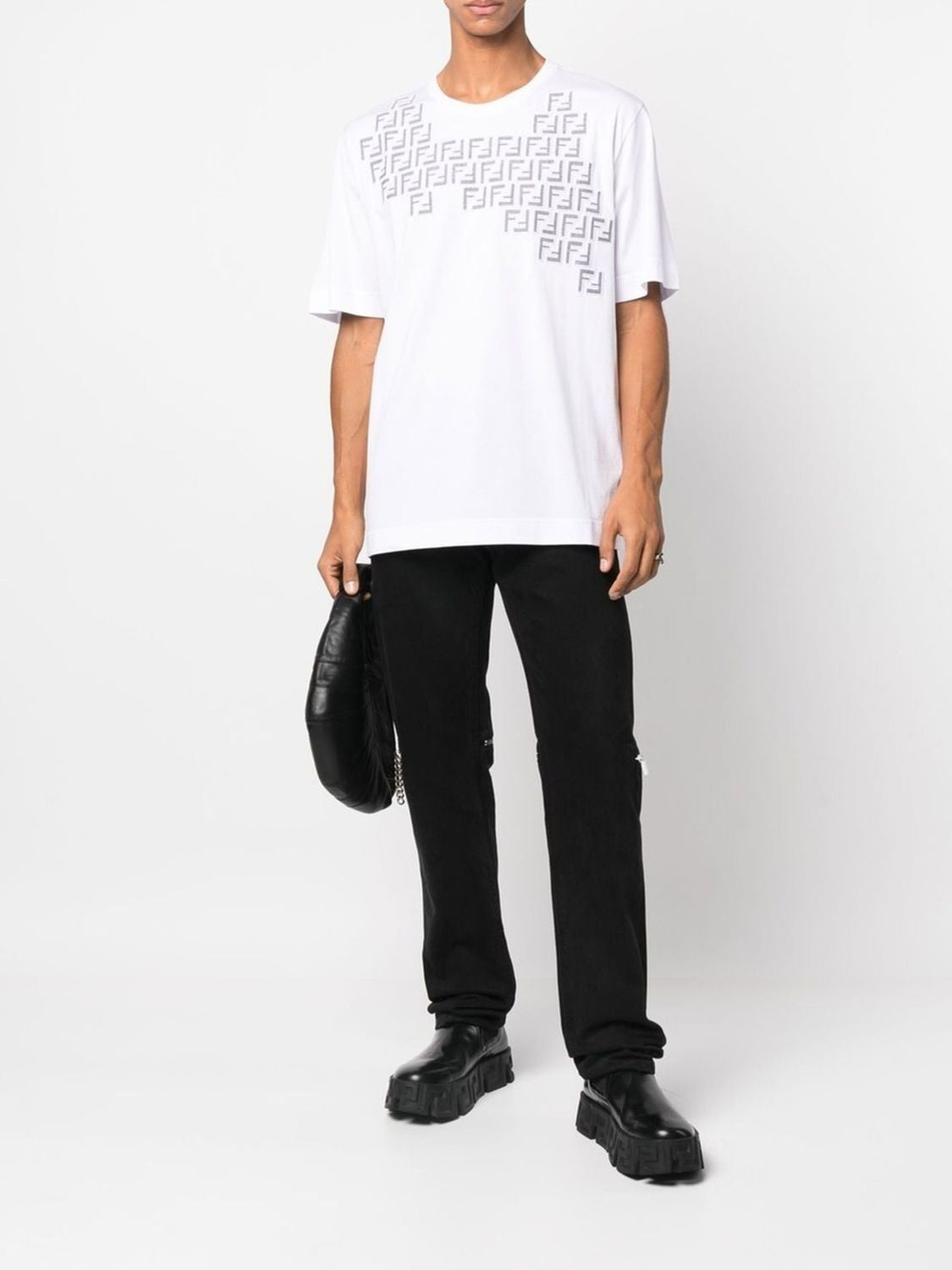 FENDI Men's White Vichy Check T-Shirt for FW22