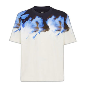 FENDI Mens Avio 100% Cotton T-Shirt with Mother of Pearl Detailing for SS24