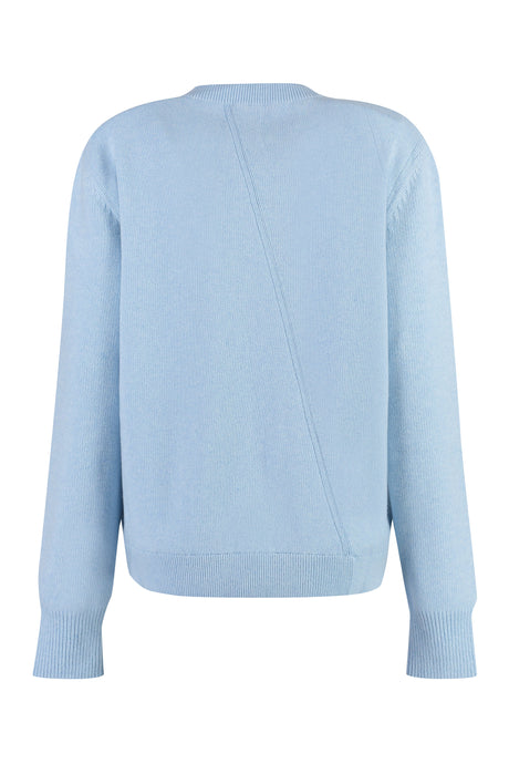 FENDI Elegant Light Blue Wool and Cashmere Cardigan with Front Knot Detail for Women