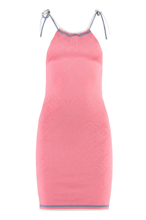 Jacquard Knit Mini-Dress with Fendi Mirror Logo for Women in Pink for SS23