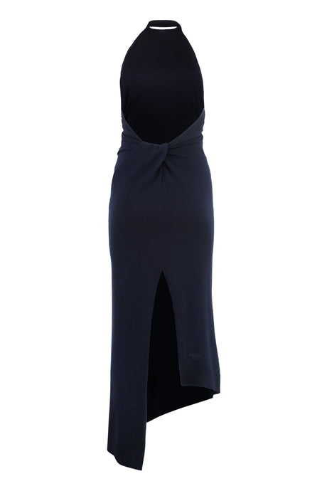 女性用ブルーニットロングドレス - FW23コレクション