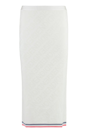 FENDI White Jacquard Knit Skirt for Women