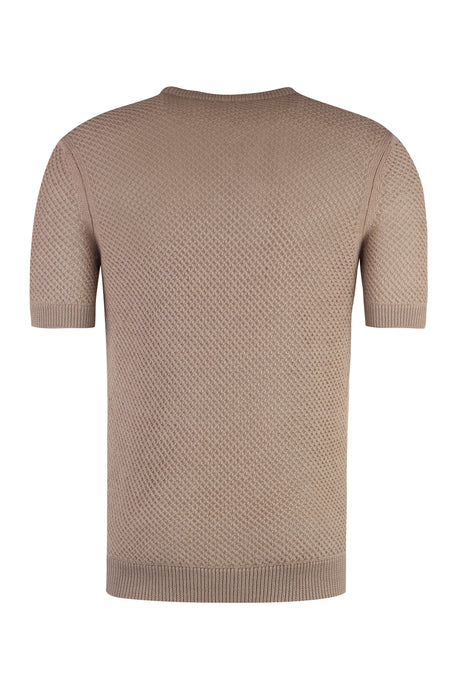 FENDI Brown Open Knit Wool T-Shirt for Men