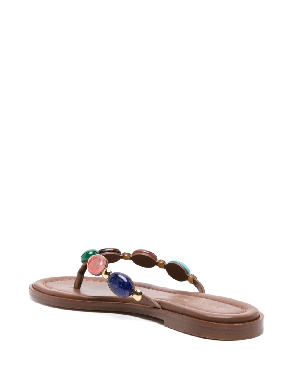 GIANVITO ROSSI Crystal-Embellished Thong Sandals for Women in Leather Brown