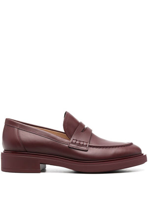 GIANVITO ROSSI Women's Merlot Lace-Up Loafers for FW22
