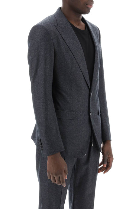 DOLCE & GABBANA Men's Grey Wool Flannel Blazer with Deconstructed Design