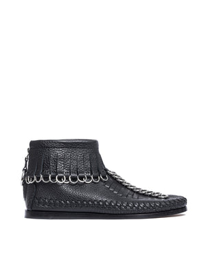 ALEXANDER WANG Modern Black Montana Boots with Metal Rings and Woven Sole for Women