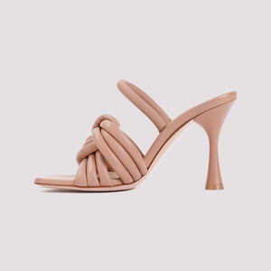 Nude Nappa Leather Sandals with 9.5cm Heel for Women