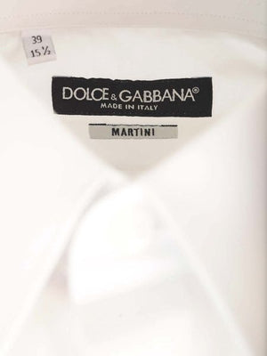 DOLCE & GABBANA Men's Classic White Cotton Shirt with Ribbed Trim by D&G