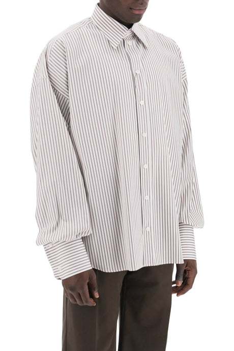 DOLCE & GABBANA Men's Oversized Striped Poplin Shirt - Long-Sleeved Italian Collar Cotton Shirt with Maxi French Cuffs